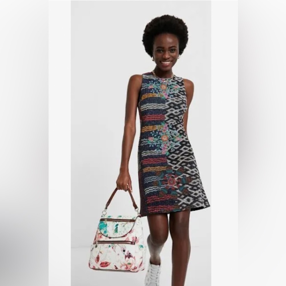 NEW Desigual Slim Mandalas Stretchy Mini Dress Size M Multicolor